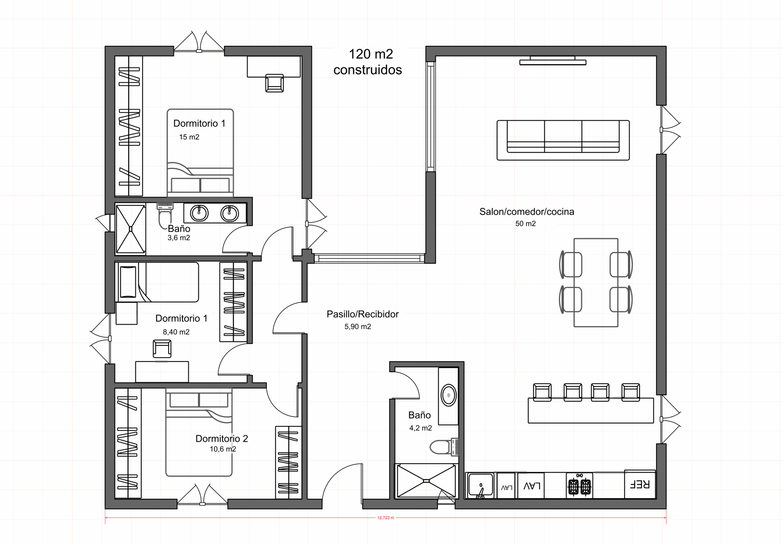 Plano vivienda 120 m² EcoSipHouse