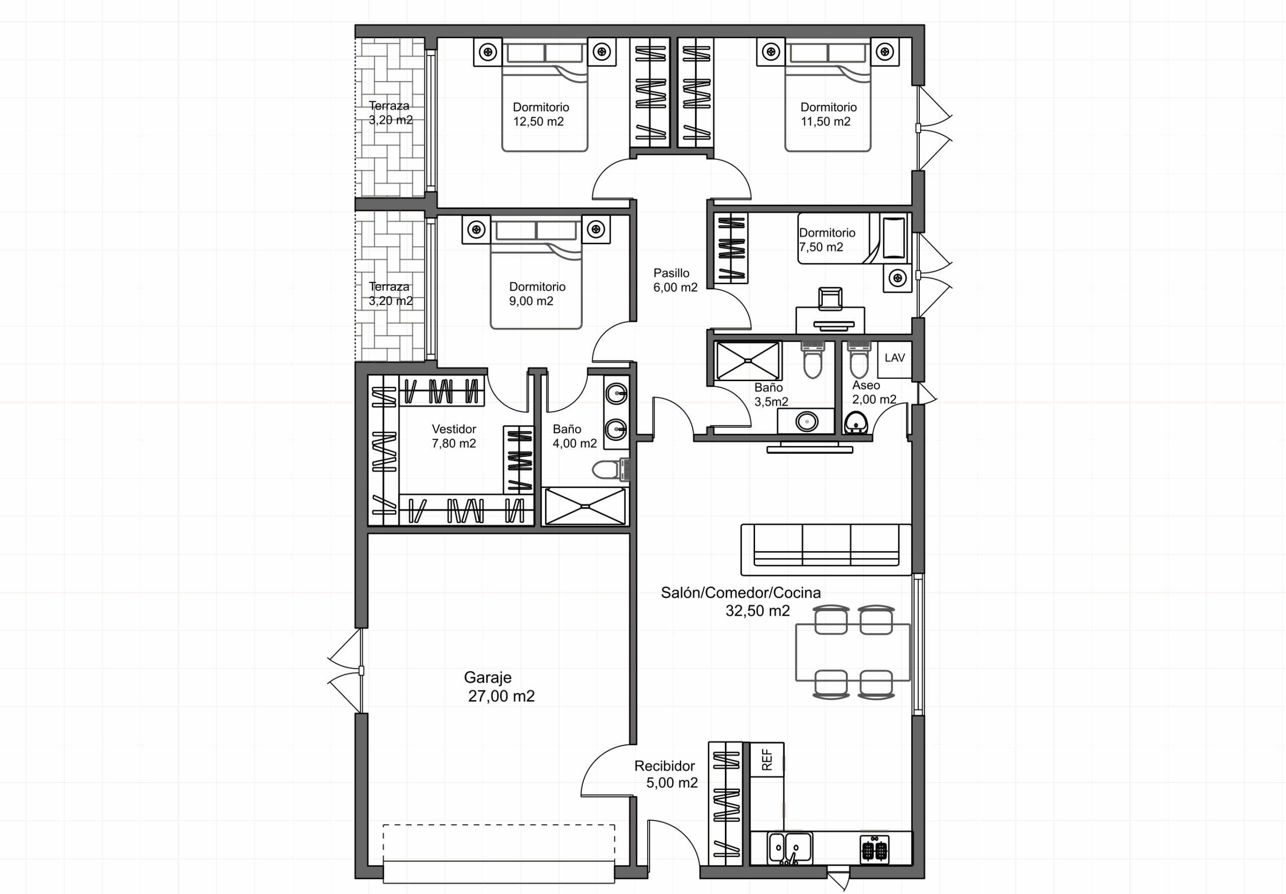 Plano vivienda 150 m² EcoSipHouse
