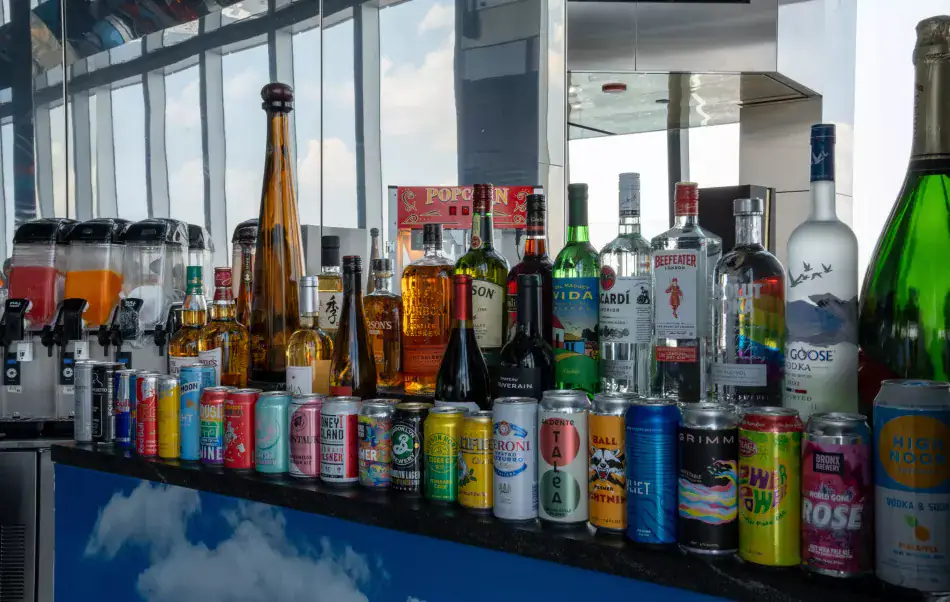 An assortment of drinks at The Edge