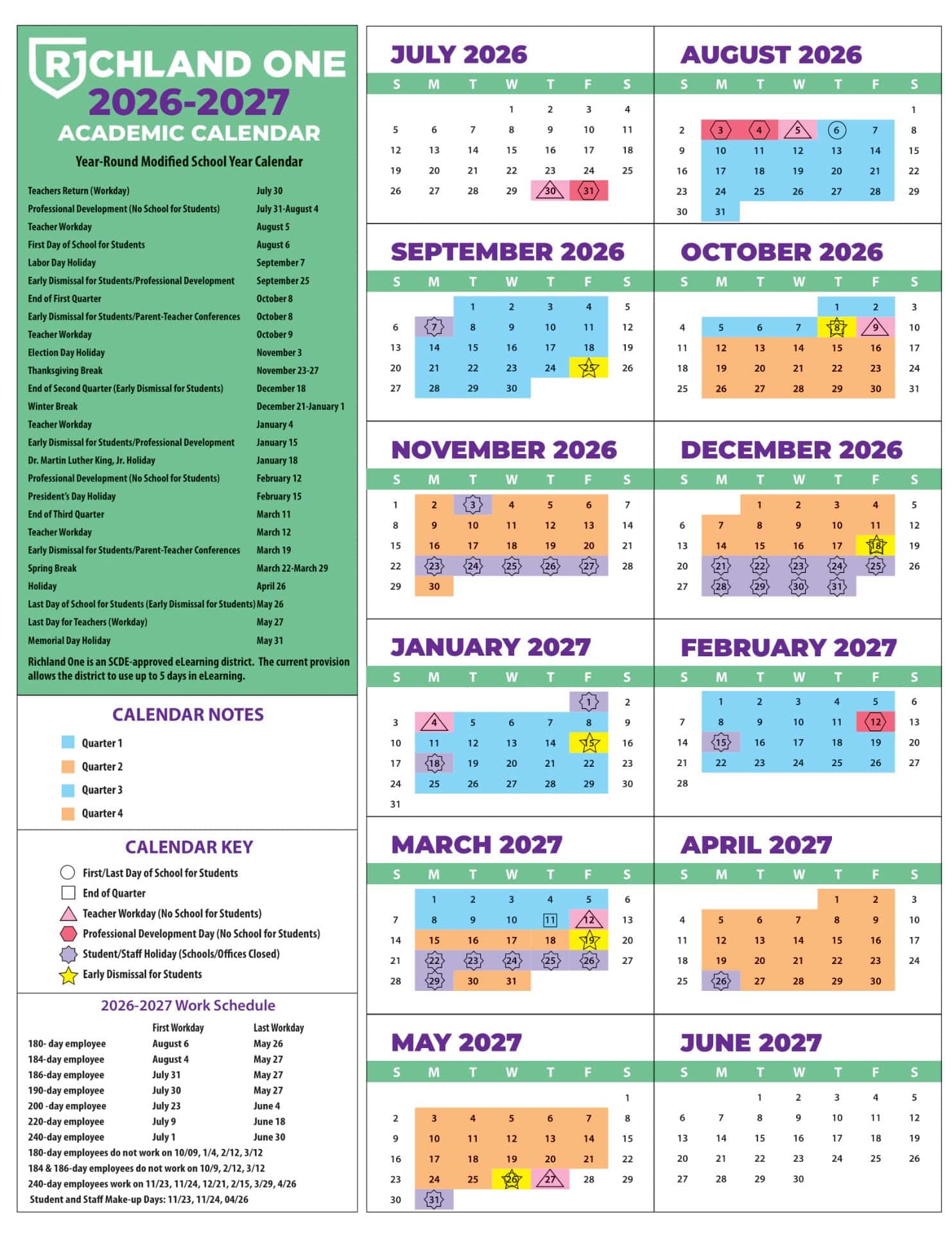 Richland One School Calendar 26-27 [pdf]