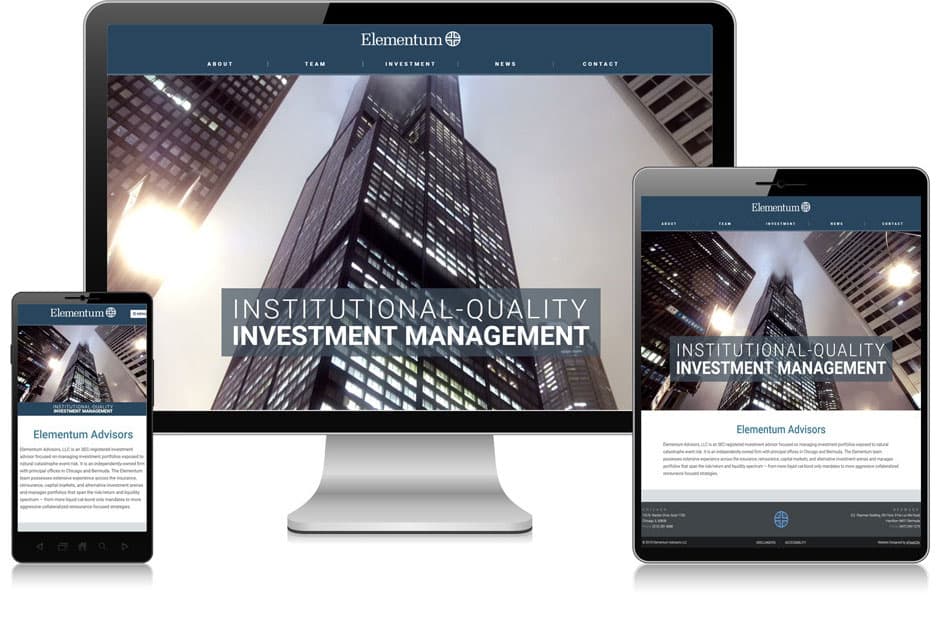 Screenshot of website for Elementum Advisors