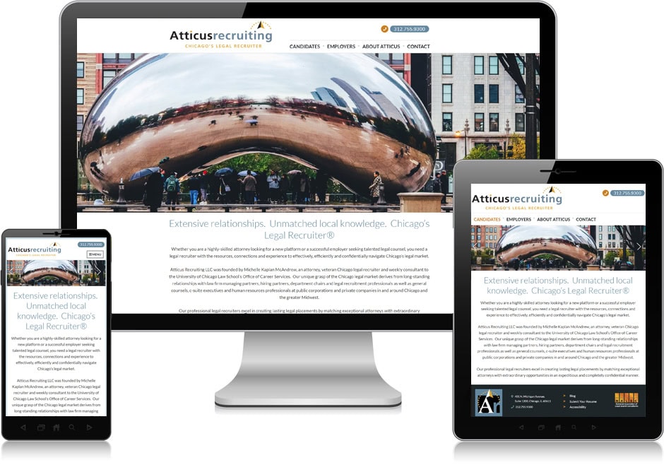 Screenshot of website for Atticus Recruiting