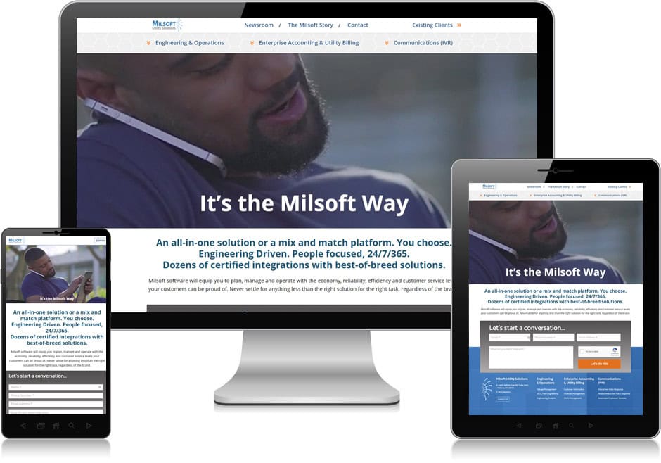 Screenshot of website for Milsoft Utility Solutions