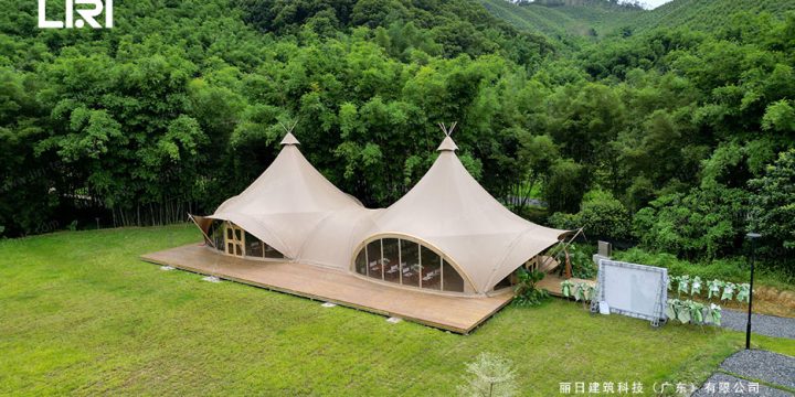 Twin-Peak Tension Membrane Glamping Tent for Resort & Dining Venue