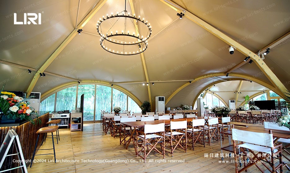 event tent dining interior chandelier lighting