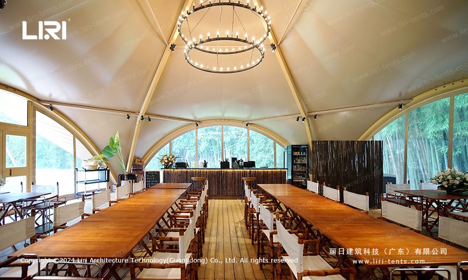 event tent restaurant bar chandelier view