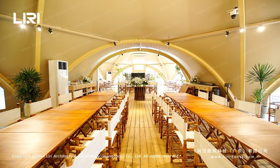 glamping tent banquet hall interior view