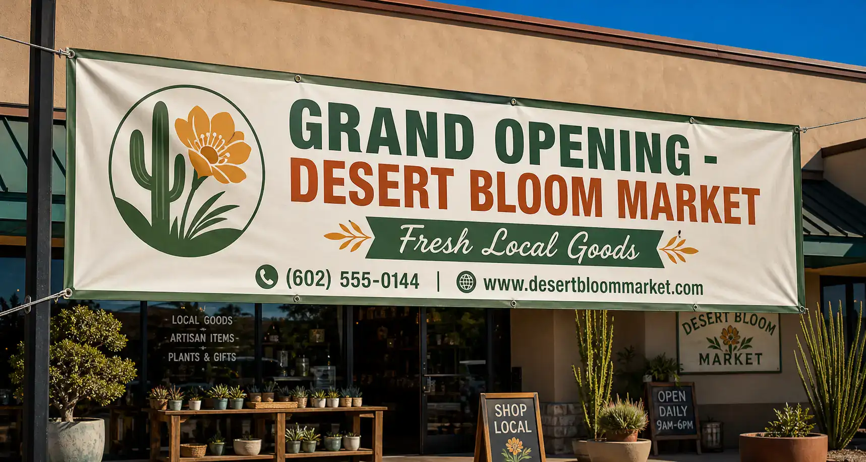 Vinyl banner for a local market display