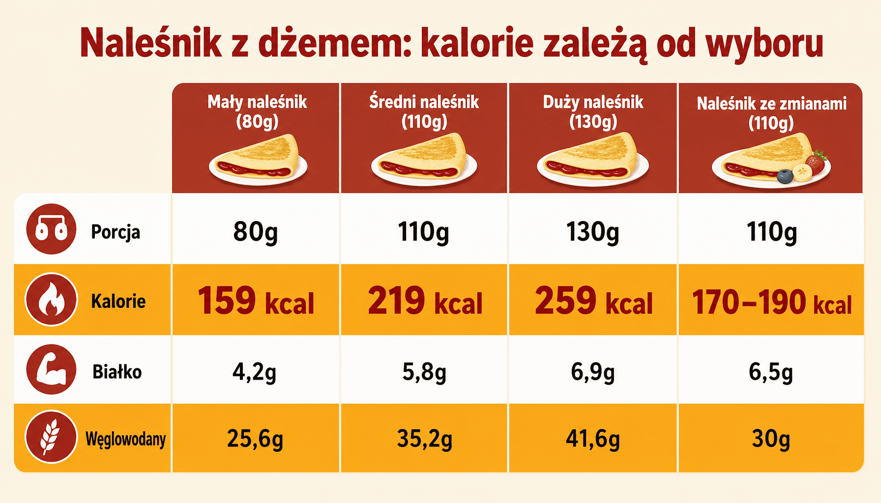 Ile kalorii ma naleśnik z dżemem - porównanie składników i porcji dla początkujących liczących kalorie