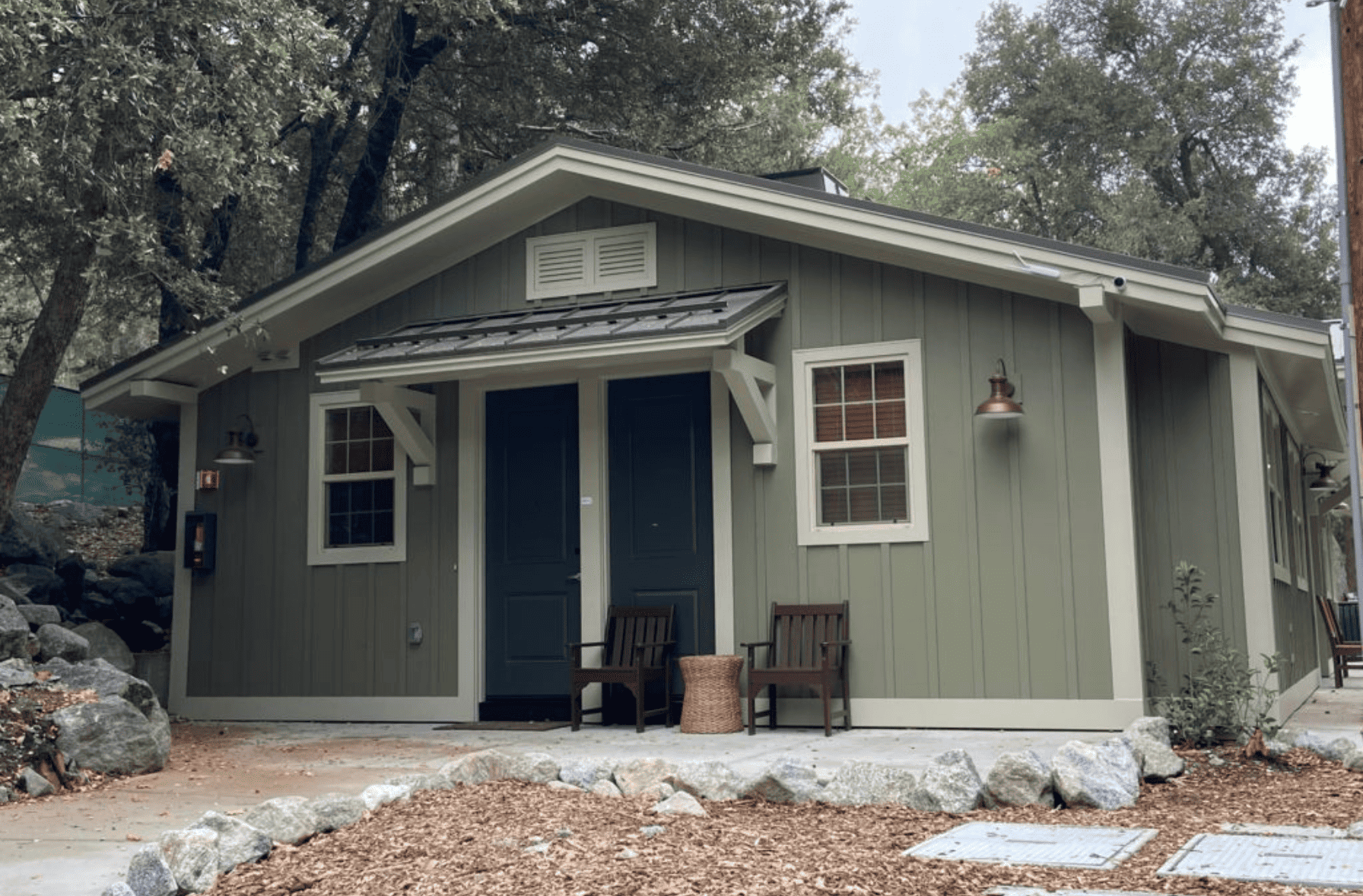 Cabin at Forest Home with two doors and two sides