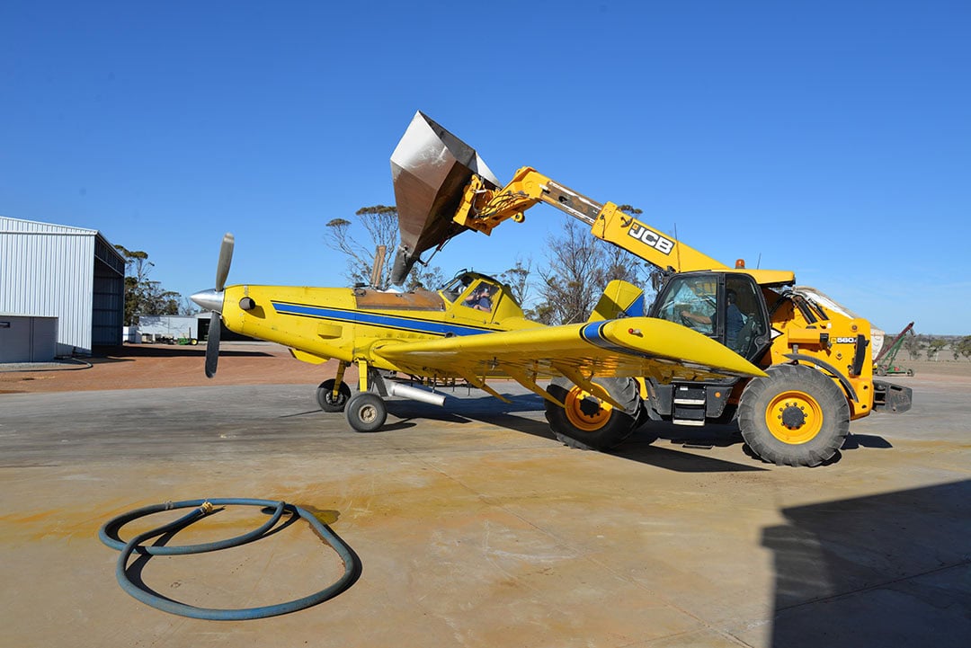 Mr Jones is a professional pilot and uses planes to apply a granular fertiliser to his farm. He also runs an aerial spraying business. - Photo: Reinder Prins