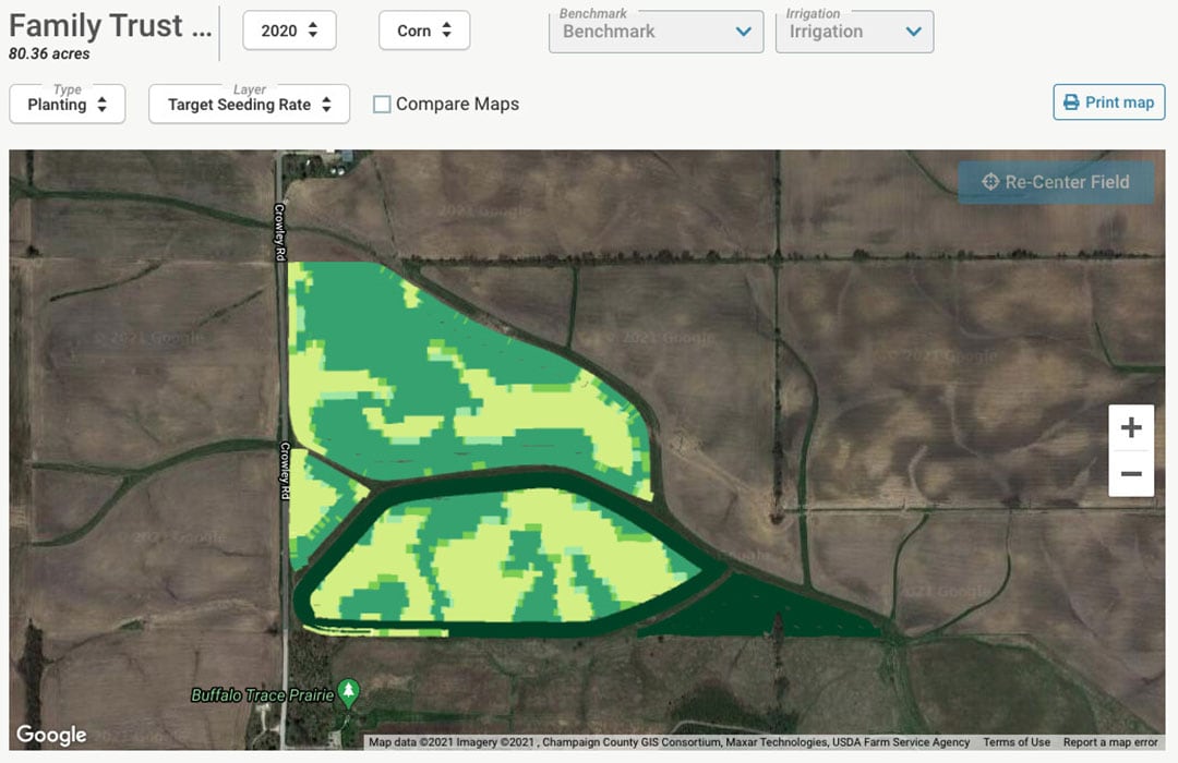 This image shows seeding rates. FBN has a team of data specialists who help growers seamlessly upload data. - Image: Farmers Business Network