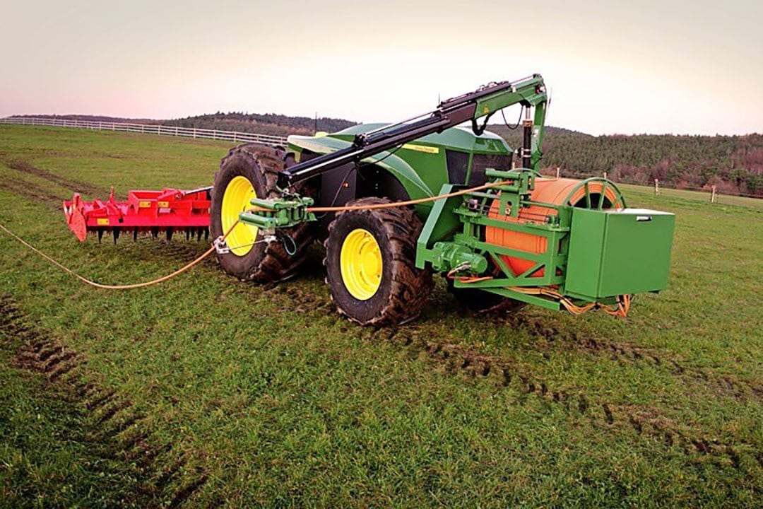 John Deere's study project to make the electric tractor feasible for heavy work in the field. Even if the infrastructure were magically in place tomorrow, is it affordable to shift to a new electric-based farm equipment fleet? - Photo: John Deere