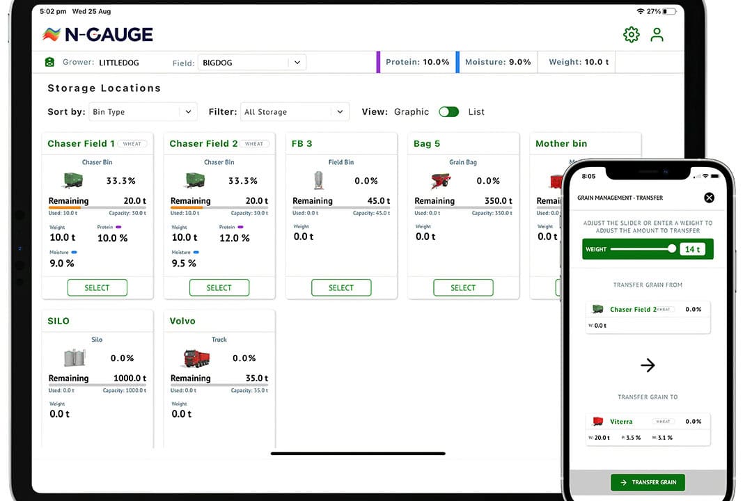 The N-GAUGE mobile App on an iPad and iPhone. - Photo: CropScanAg