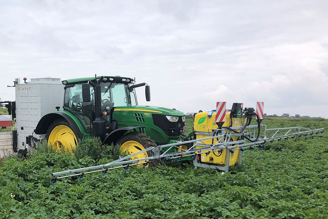 Applying a patented conductive fluid ahead of the electrical treatment is key to reducing electrical resistance, which greatly increases efficiency. - Photo: Nucrop