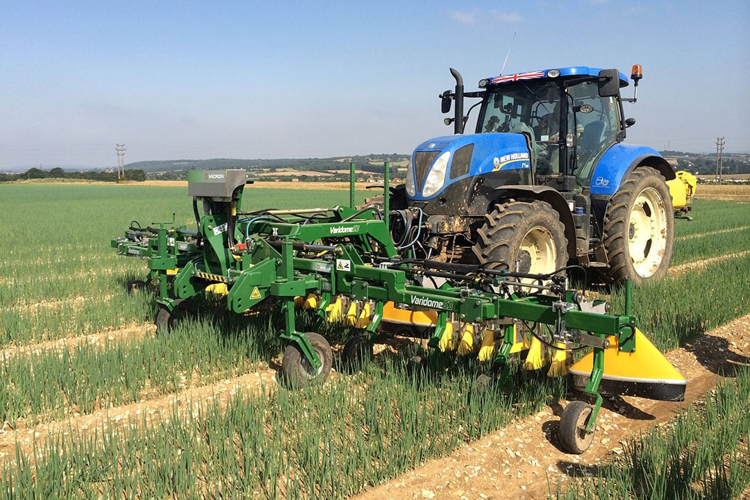 Band spraying reduces chemical use by between 40% to 60% and is already widely used by vegetable growers in precise row crops. - Photo: Micron Sprayers