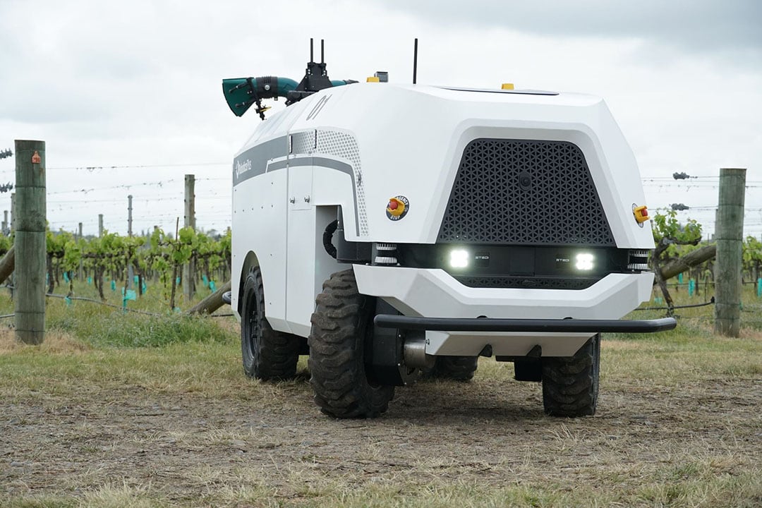 Robotics Plus says eventually growers will be able to rotate multiple tools on the platform, for jobs such as spraying, weed control, mulching, mowing and crop analysis. - Photo: Robotics Plus