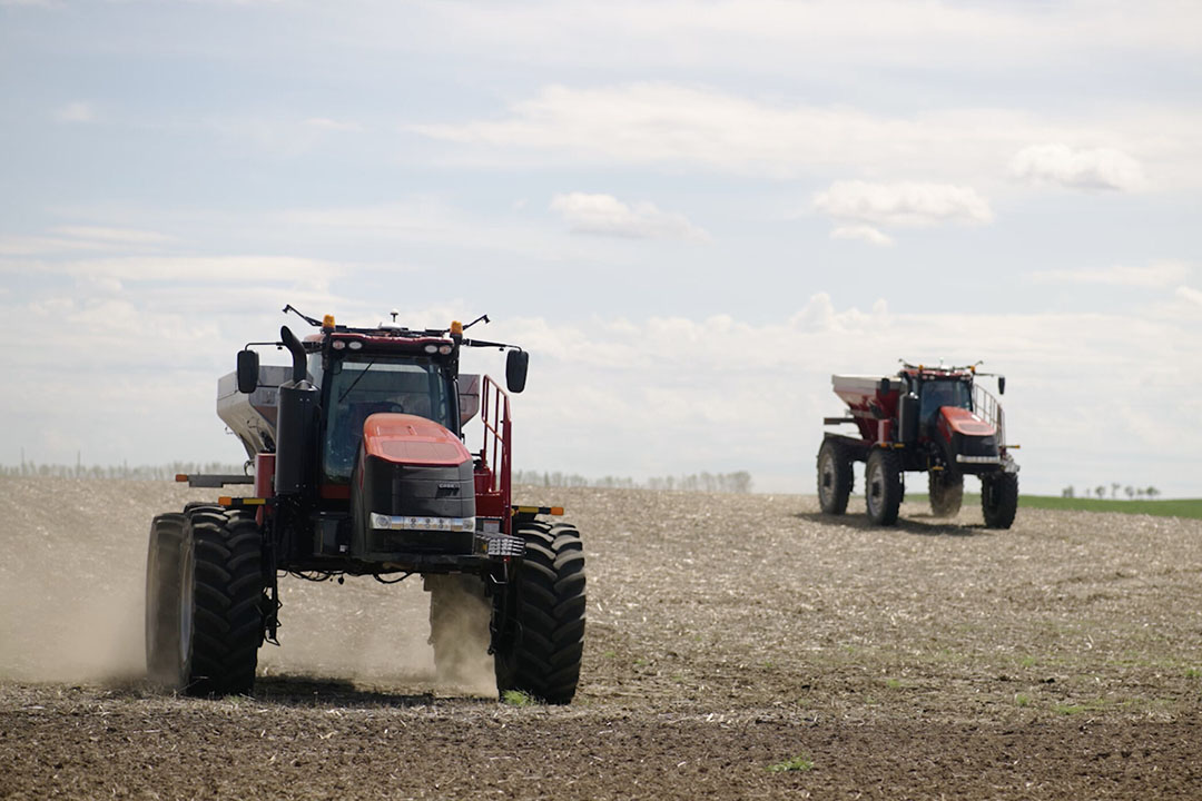 The Case IH Trident 5550 applicator with Raven Autonomy (Driverless Spreading Solution) is