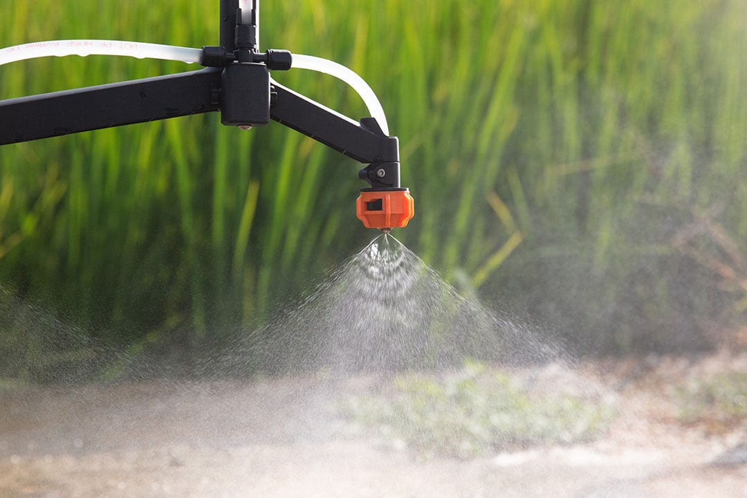 Scientifically conducted research proves that simply switching to low drift nozzles cuts spray drift. - Photo: DJI