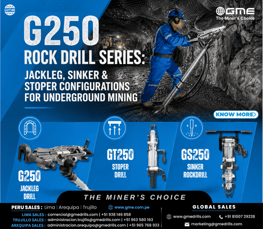 G250 Rock Drill Series: Jackleg, Sinker & Stoper Configurations for Underground Mining