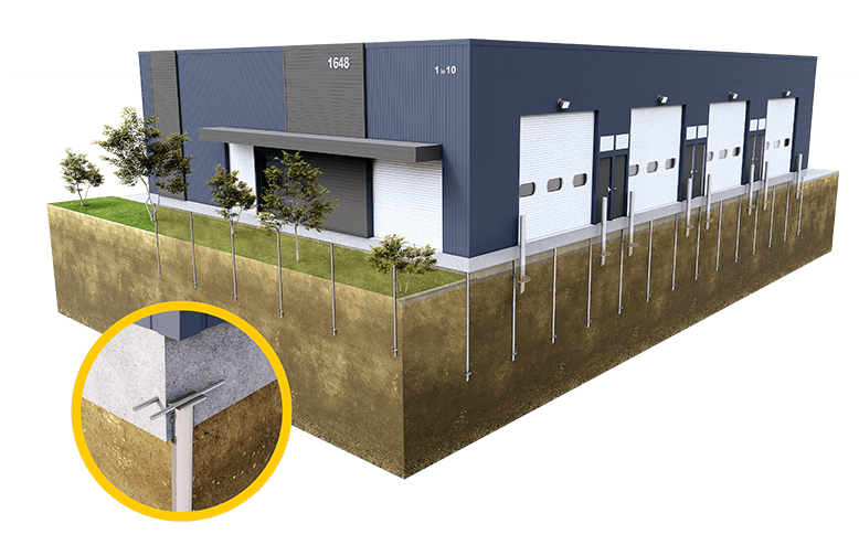 entrepots sur pieux viss&eacute;s