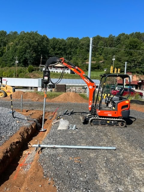 Installing piles in beam on grade in Charlotte