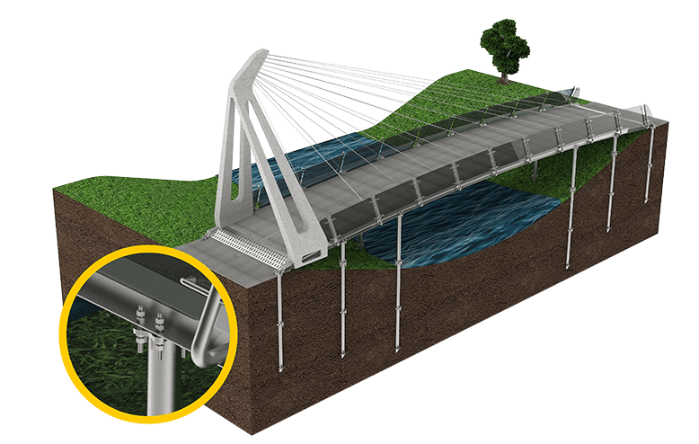 footbridges on helical screw piles