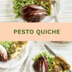 pesto quiche with grilled radicchio