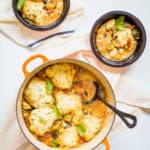 minestrone stew with polenta herb dumplings