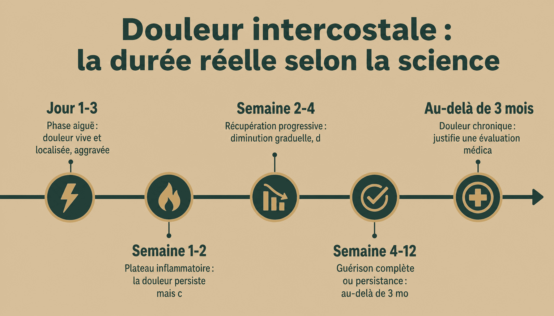 Combien de temps dure une douleur intercostale : évolution de 2 semaines à 3 mois selon la cause