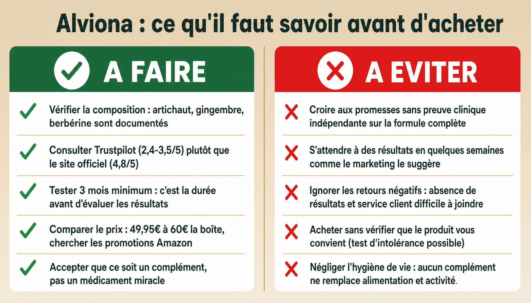 Infographie alviona avis : guide pratique à faire et à éviter pour évaluer les gélules minceur