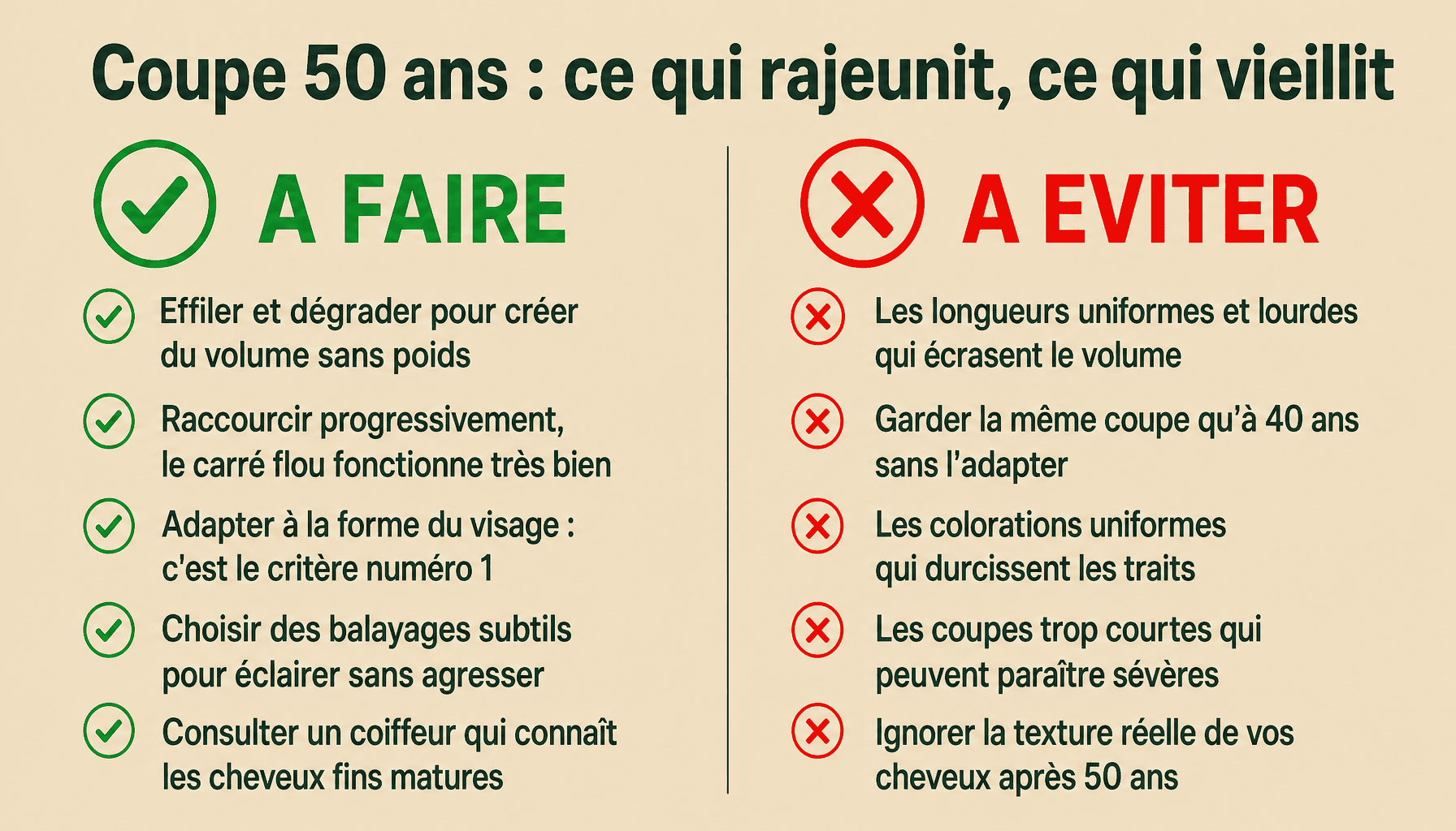 Guide coupe de cheveux femme 50 ans : à faire et à éviter pour rester moderne et lumineuse