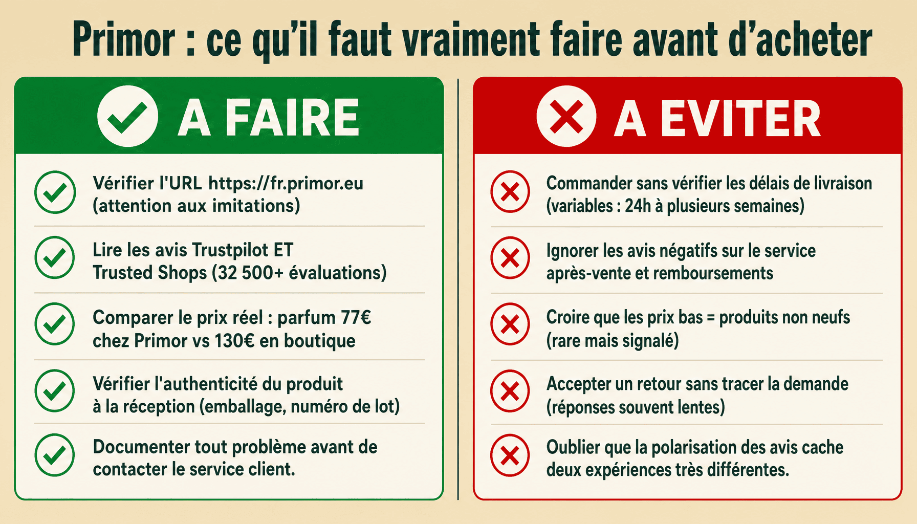 Infographie primor avis : bonnes pratiques et pièges à éviter avant commander parfum en ligne