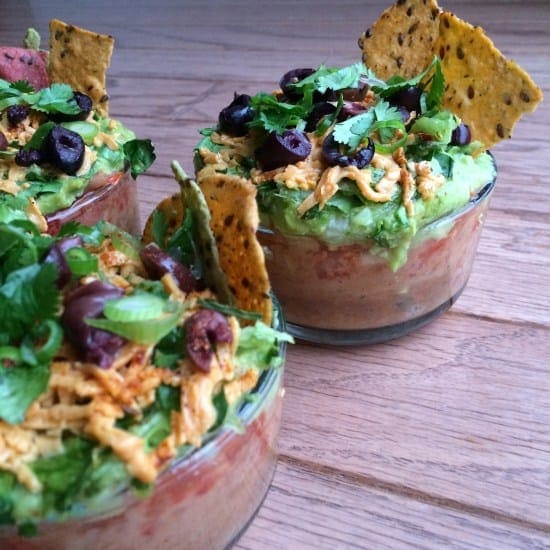 Individual seven layer dip