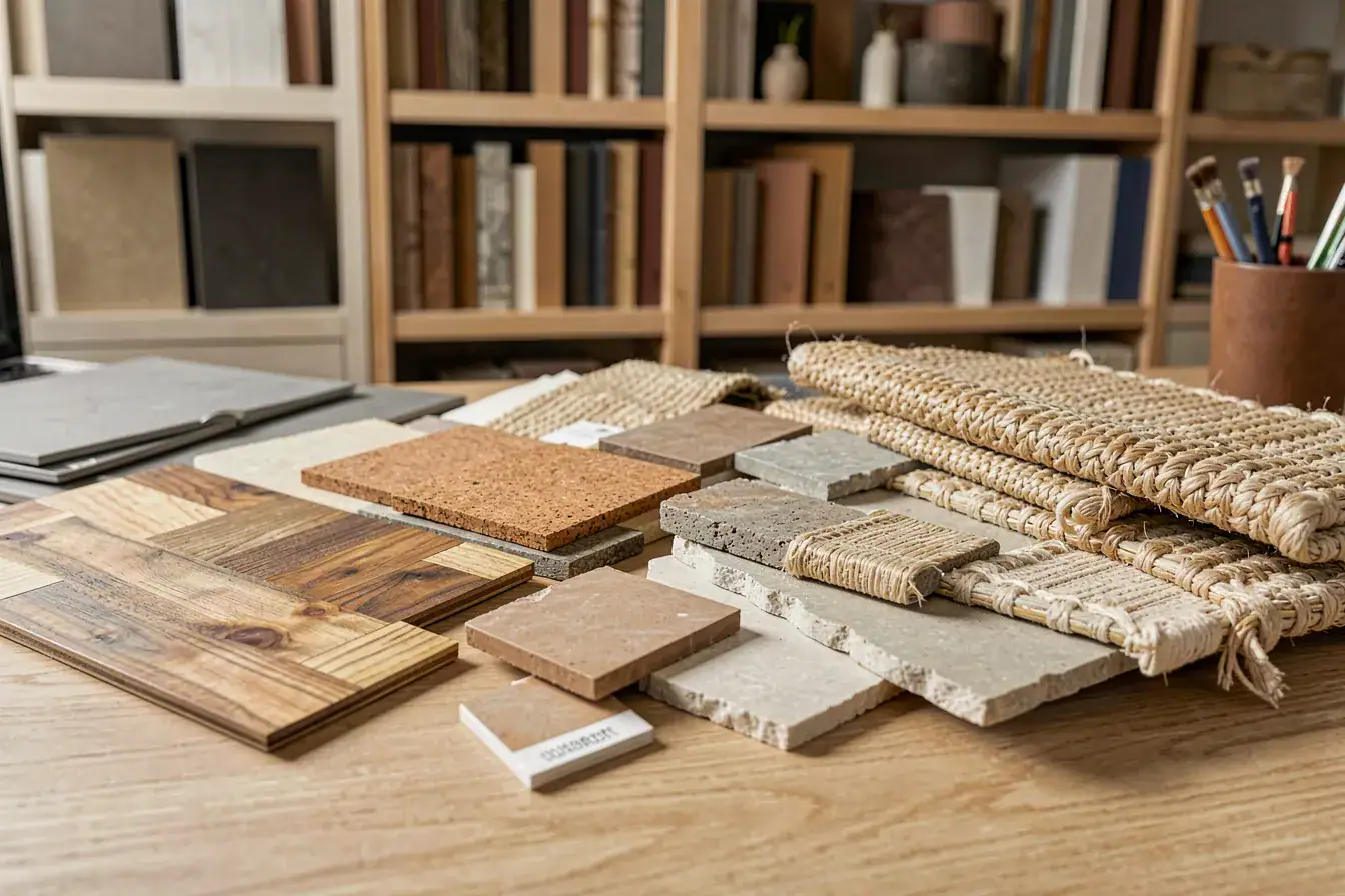 Nachhaltige Materialmuster aus der Eco-materials Corner der Maison & Objet