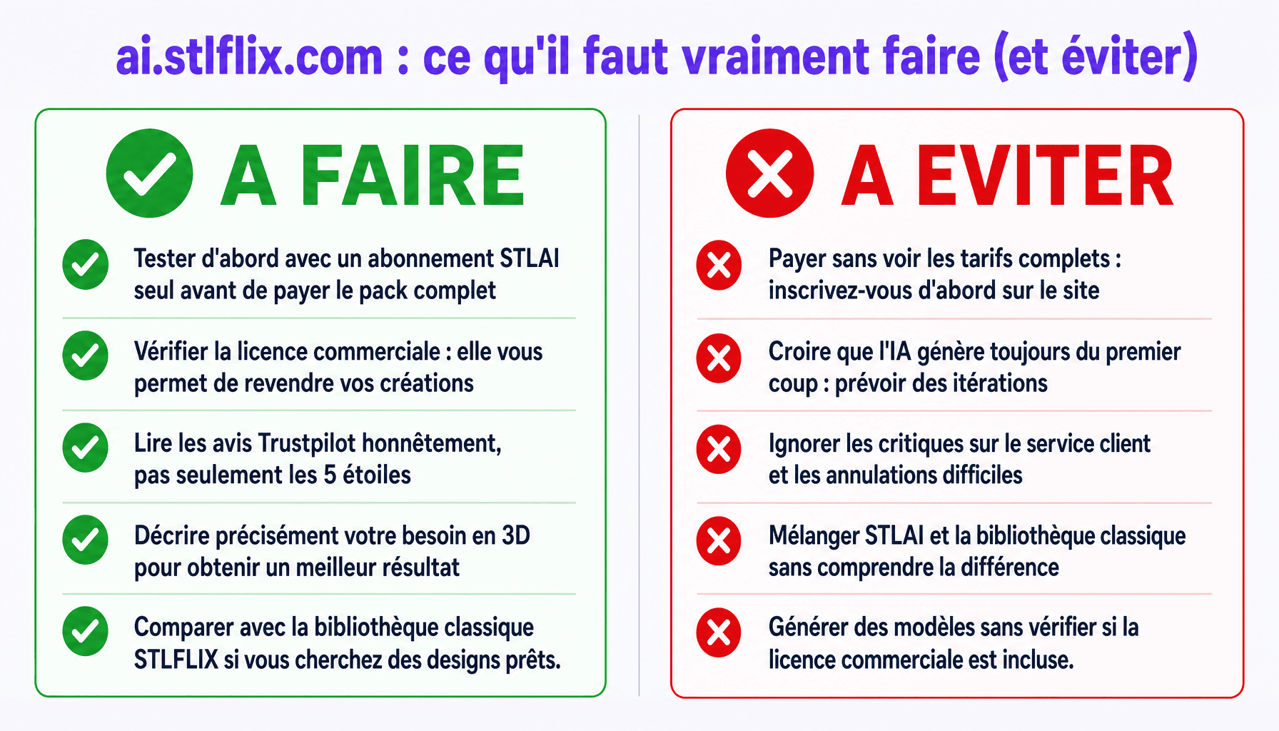 Guide pratique : bonnes et mauvaises pratiques pour utiliser ai.stlflix.com et générer des modèles 3D avec l'IA