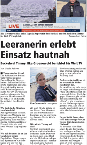 Moderatorin und WELT TV Reporterin Ilka Groenewold Buckekwal Timmy