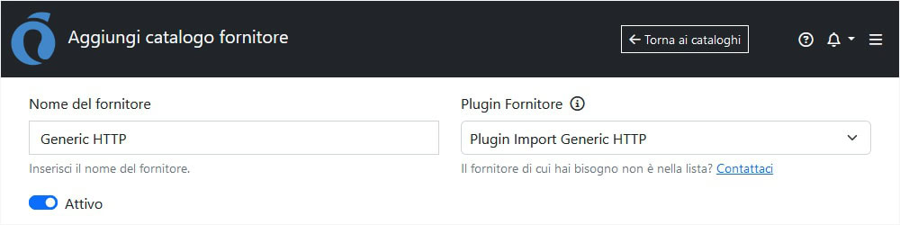 Configurazione Plugin generico HTTP ImporterONE