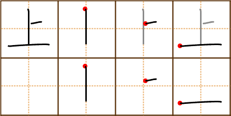 Stroke order for 上