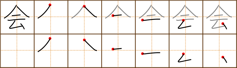Stroke order for 会