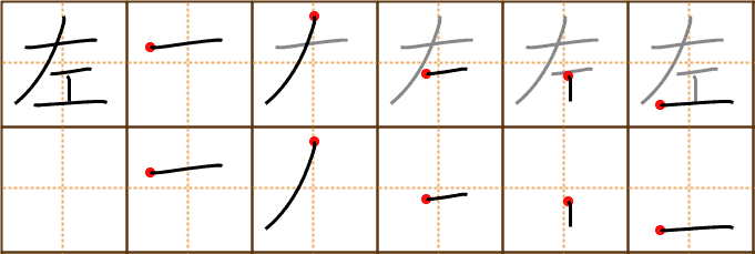 Stroke order for 左