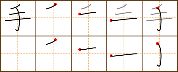Stroke order for 手