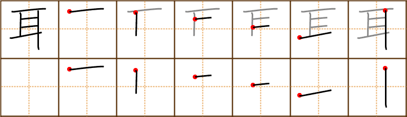 Stroke order for 耳