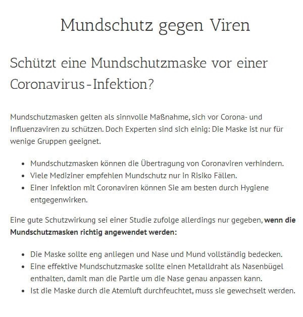 Coronavirus Infektion Mundschutz 