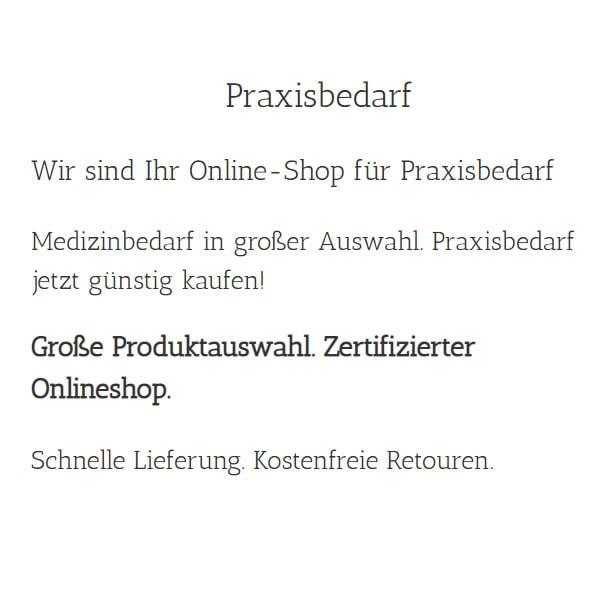 Praxisbedarf für  Reichenau