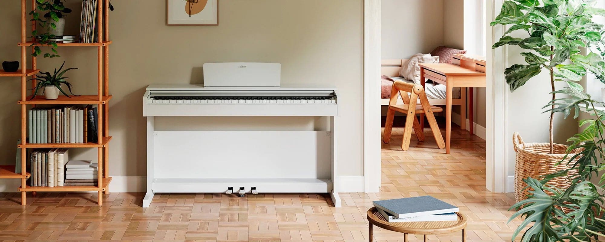 Yamaha YDP 145 weiß Wohnzimmer Style