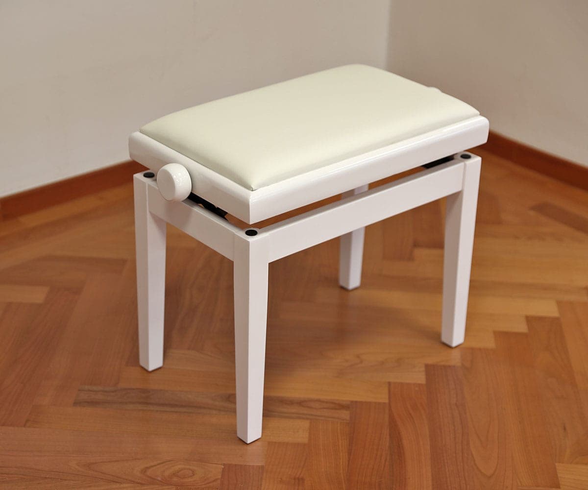 Klavierbank - weiß glänzend