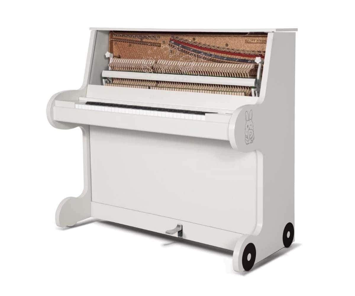 Kinder Klavier Piano Pearl river weiß matt mit transparentem Oberrahmen