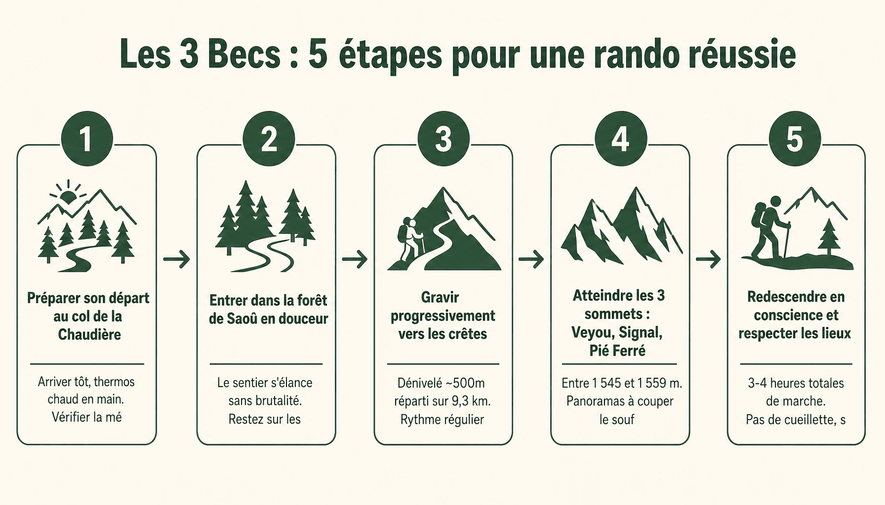 Guide étapes pour randonnée les 3 becs rando facile en Drôme, 9,3 km, 500m dénivelé