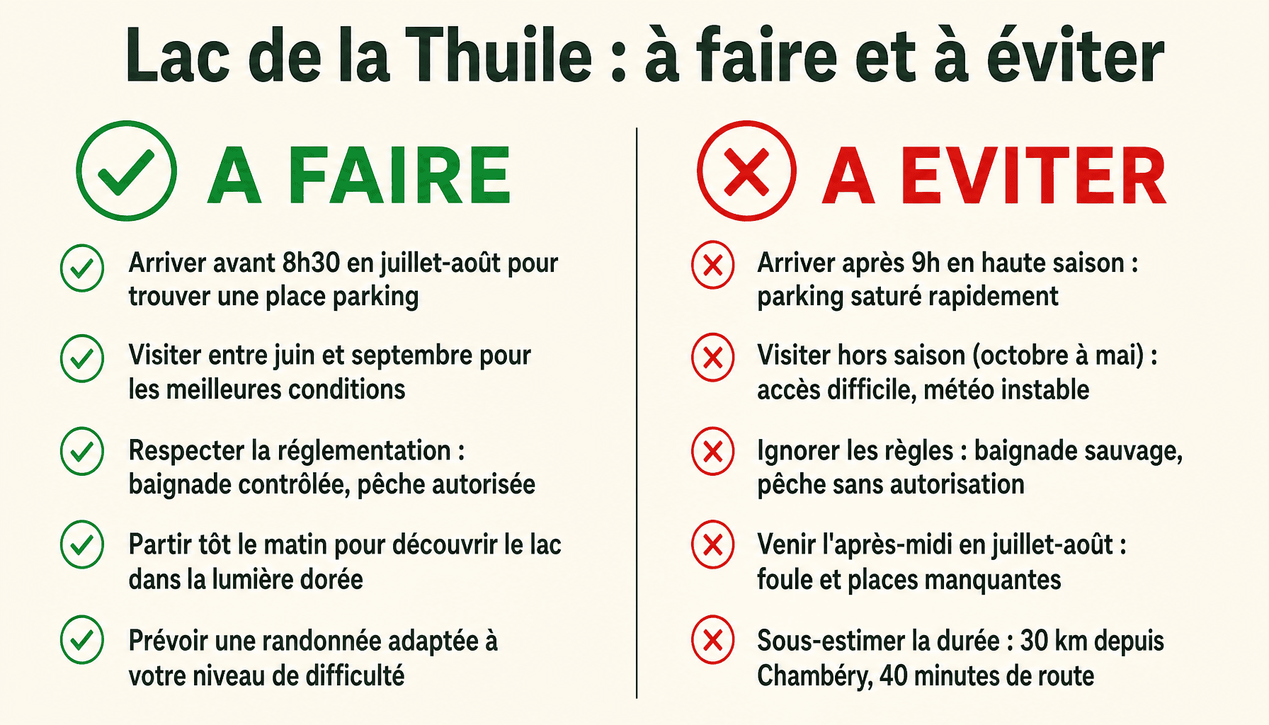Guide pratique à faire et à éviter pour visiter le lac de la Thuile en Savoie
